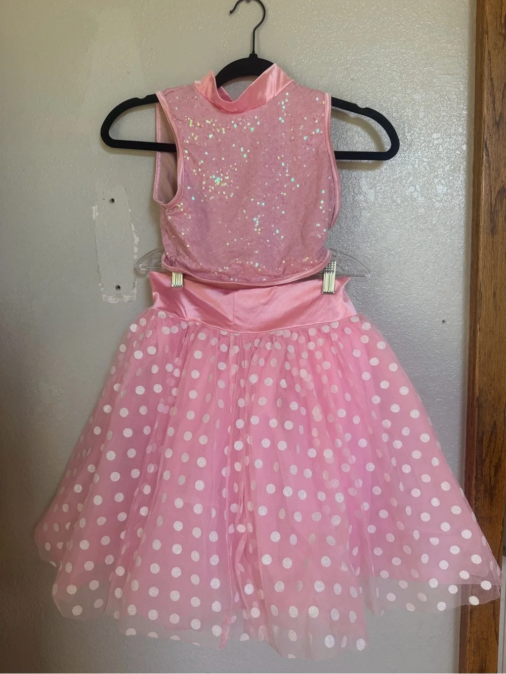 Girls Pink Sparkle Polka Dot Costume Dress